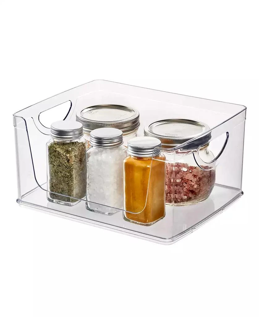 商品iDesign|Plastic Cabinet and Pantry Storage Bin with Integrated Handles-10 x 8 x 3, Clear Bin,价格¥165,第1张图片