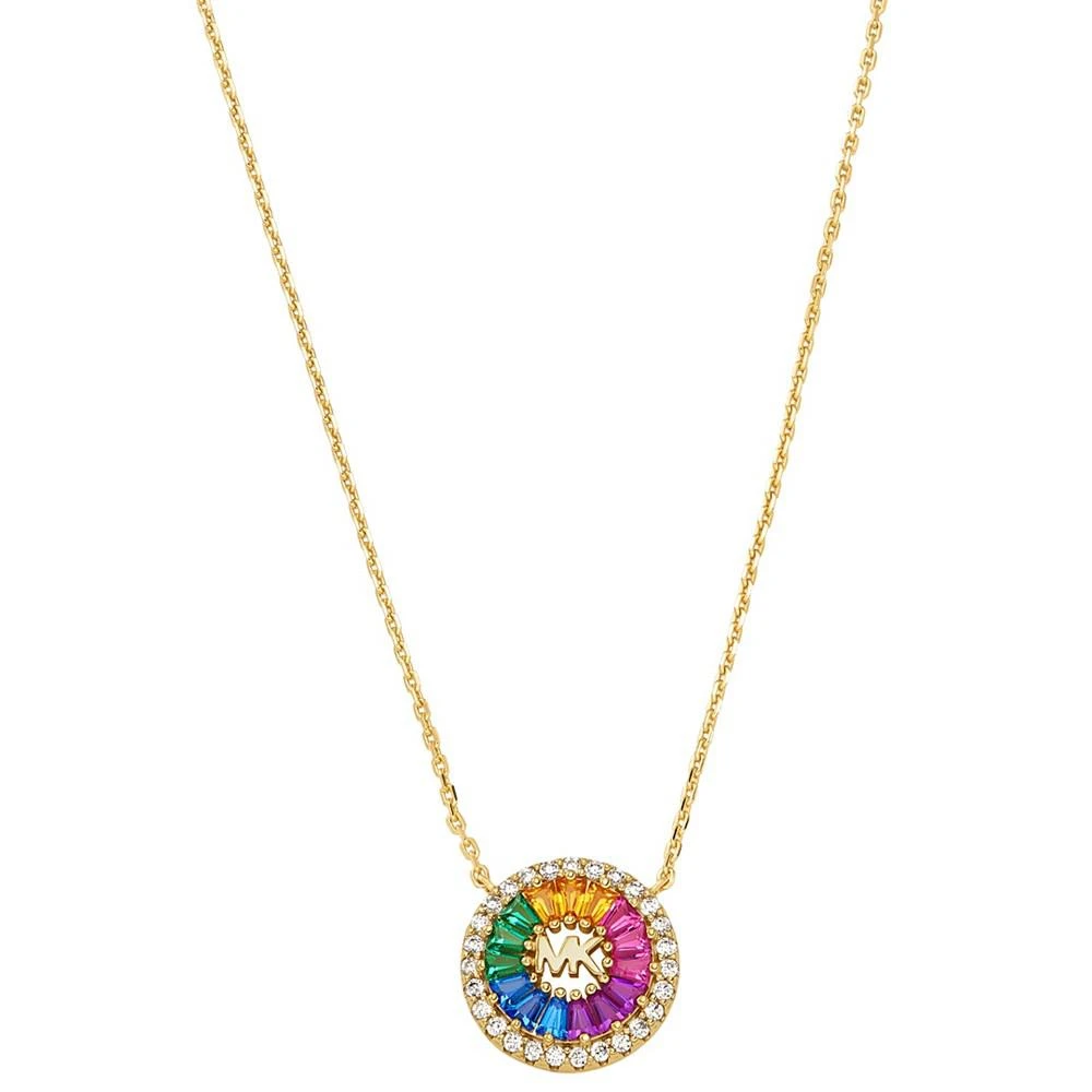 商品Michael Kors|14K Gold-Plated Sterling Silver Rainbow Cubic Zirconia Tapered Baguette and Pave Pendant Necklace,价格¥923,第1张图片