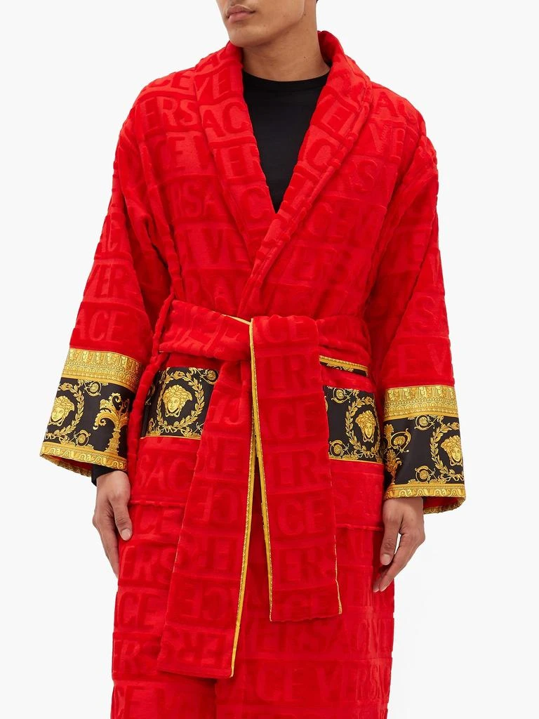 I Love Baroque logo-jacquard cotton bathrobe 商品