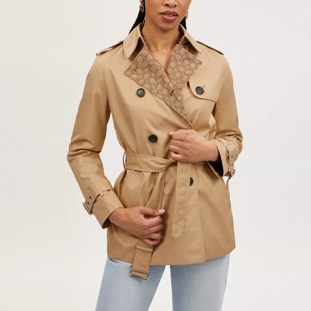 ¥75,600➡︎ ✴︎正規/新品✴︎ COACH タッターセルショートトレンチ COACH® Outlet | Short Trench Coat With Signature Collar