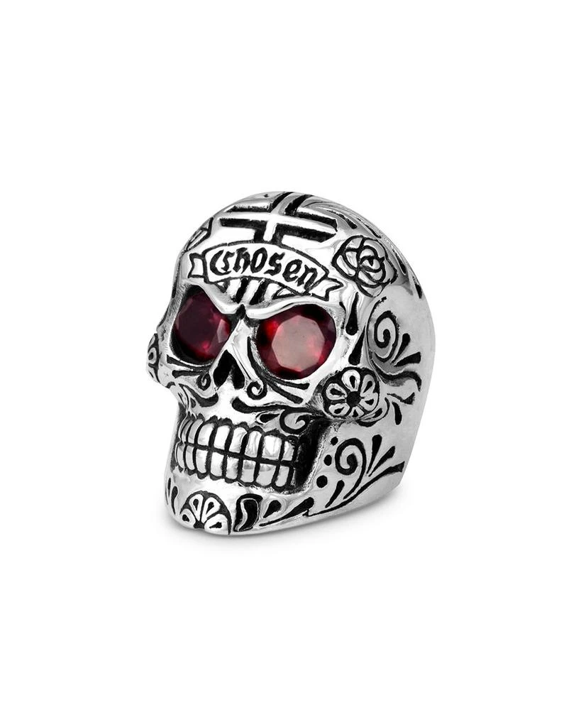 商品King Baby|Men's Sterling Silver Garnet Sugar Skull Chosen Ring,价格¥8584,第1张图片