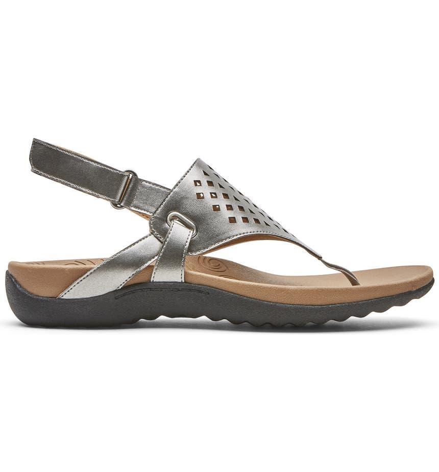 商品Rockport|Ridge Latticed Thong Toe Sandal,价格¥331,第5张图片详细描述