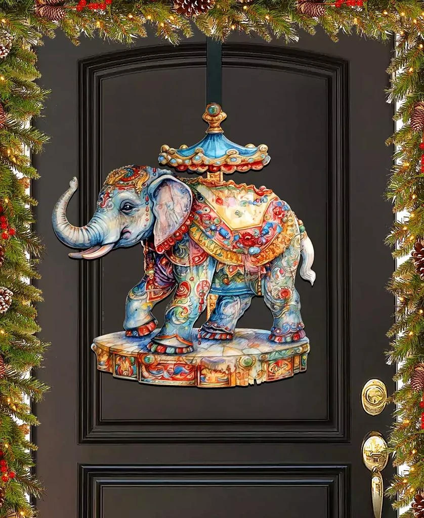 商品Designocracy|Carousel Elephant Christmas Door Decor Wooden Wall Decor G. DeBrekht,价格¥763,第1张图片