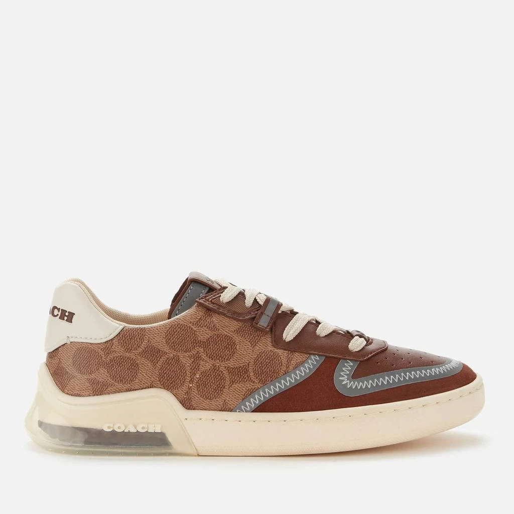 商品Coach|COACH MEN'S CITYSOLE SIGNATURE PRINT COURT TRAINERS - KHAKI/SADDLE,价格¥1297,第1张图片