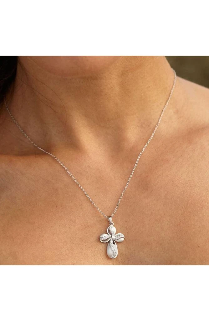 商品Savvy Cie Jewels|Sterling Silver CZ Satin Cross Pendant Necklace,价格¥351,第3张图片详细描述