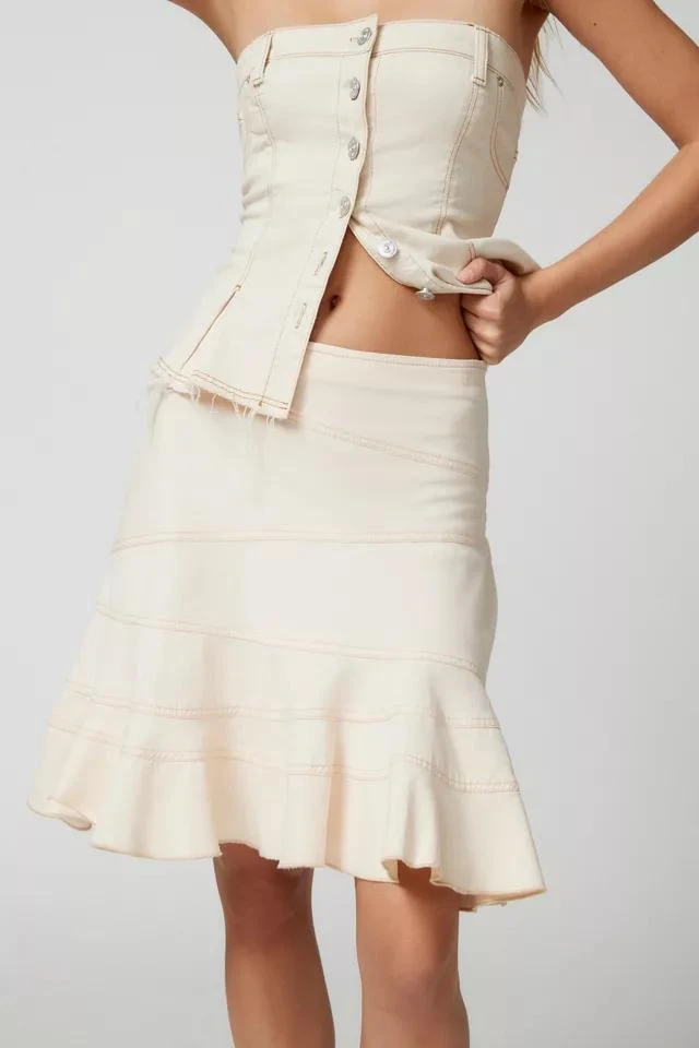 商品Urban Outfitters|UO Millie Fluted Denim Mini Skirt,价格¥332,第3张图片详细描述