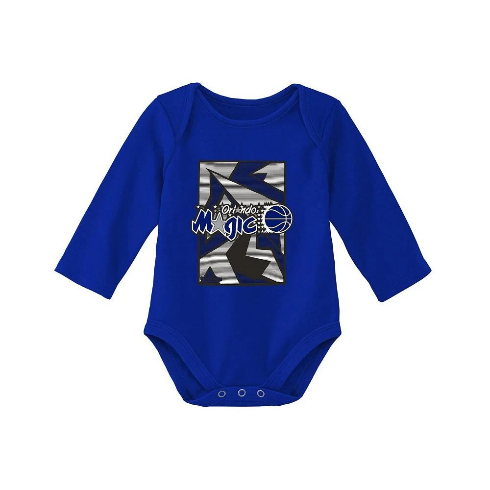 商品Mitchell & Ness|Infant Boys and Girls Black, Blue Orlando Magic Hardwood Classics Bodysuits and Cuffed Knit Hat Set,价格¥301,第2张图片详细描述