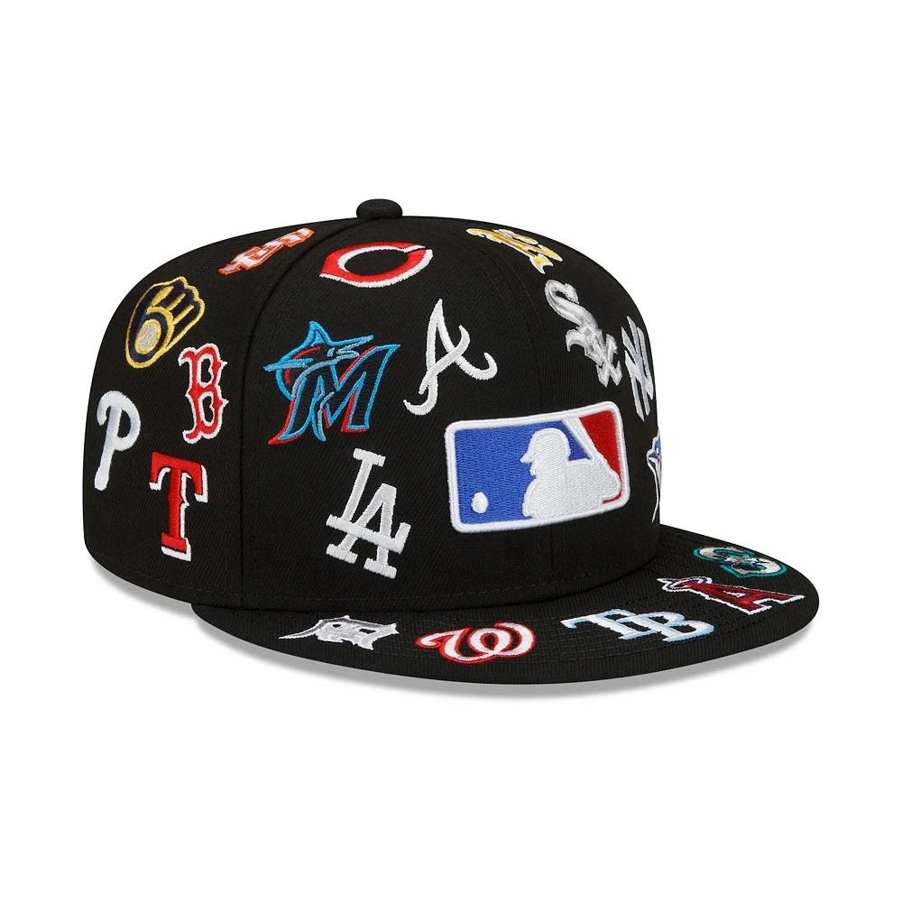 商品New Era|Men's Black MLB Allover Team Logo 59FIFTY Fitted Hat,价格¥374,第4张图片详细描述