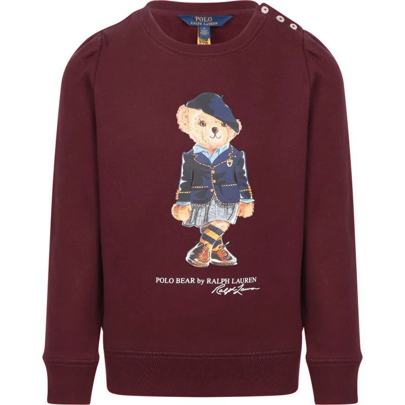 商品Ralph Lauren|Polo bear logo sweatshirt in burgundy,价格¥1132,第2张图片详细描述