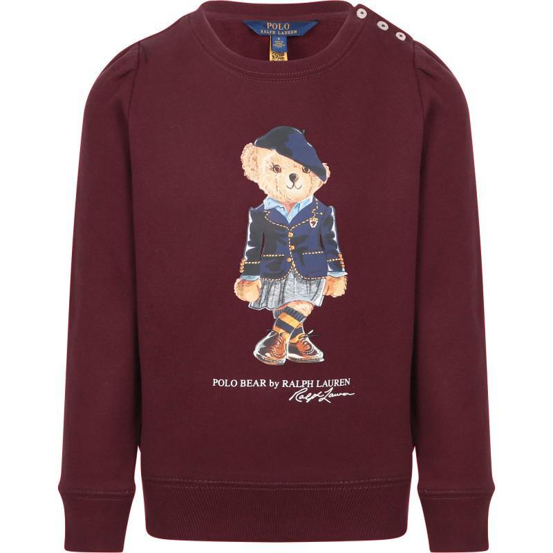 商品Ralph Lauren|Polo bear logo sweatshirt in burgundy,价格¥1500-¥1567,第1张图片