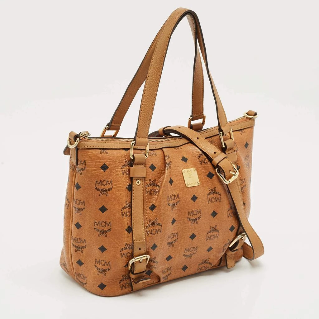 商品[二手商品] MCM|MCM Cognac Visetos Coated Canvas and Leather Top Zip Tote,价格¥2572,第3张图片详细描述