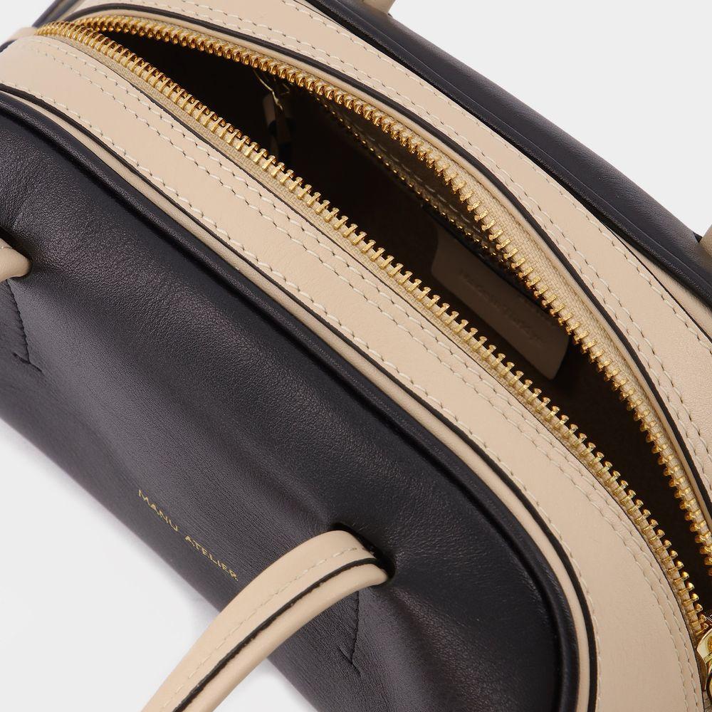 Hourglass Bag in Ivory and Black Leather商品第4张图片规格展示