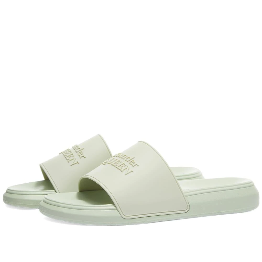 商品Alexander McQueen|Alexander McQueen Logo Wedge Sole Pool Slide,价格¥835,第1张图片