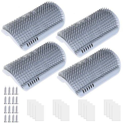 商品Fresh Fab Finds|4Pcs Cat Self Groomer Soft Silicone Wall Corner Scratcher Pet Grooming Hair Brush Comb Massage Tool Kitten Indoor Long Short Fur,价格¥187,第1张图片