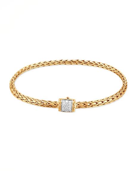 Classic 18k Mini Pave Diamond-Clasp Bracelet商品第2张图片规格展示