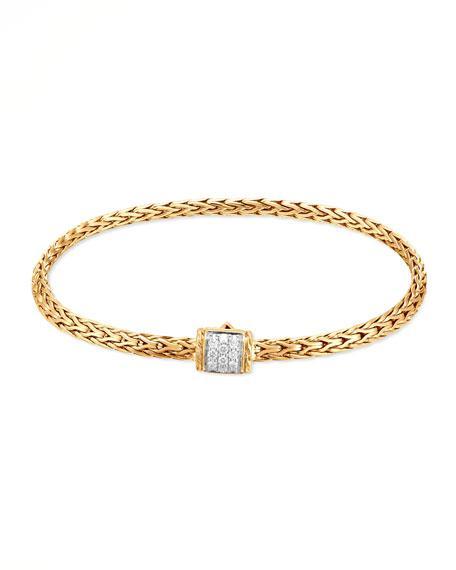 商品John Hardy|Classic 18k Mini Pave Diamond-Clasp Bracelet,价格¥20604,第4张图片详细描述