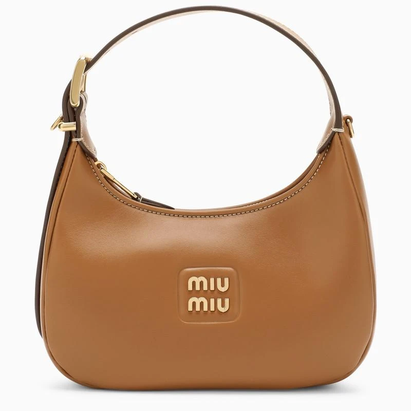 商品Miu Miu|Caramel small hobo bag in leather,价格¥13119,第1张图片