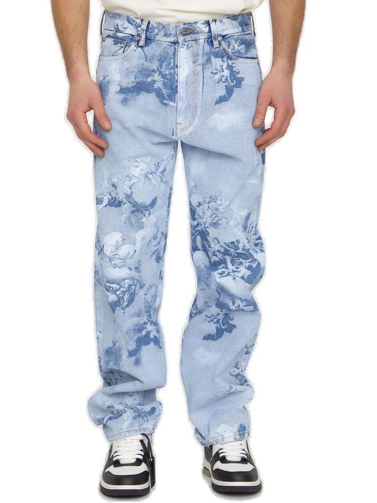 商品Off-White|Off-White Graphic Printed Straight-Leg Jeans,价格¥5773-¥5928,第1张图片