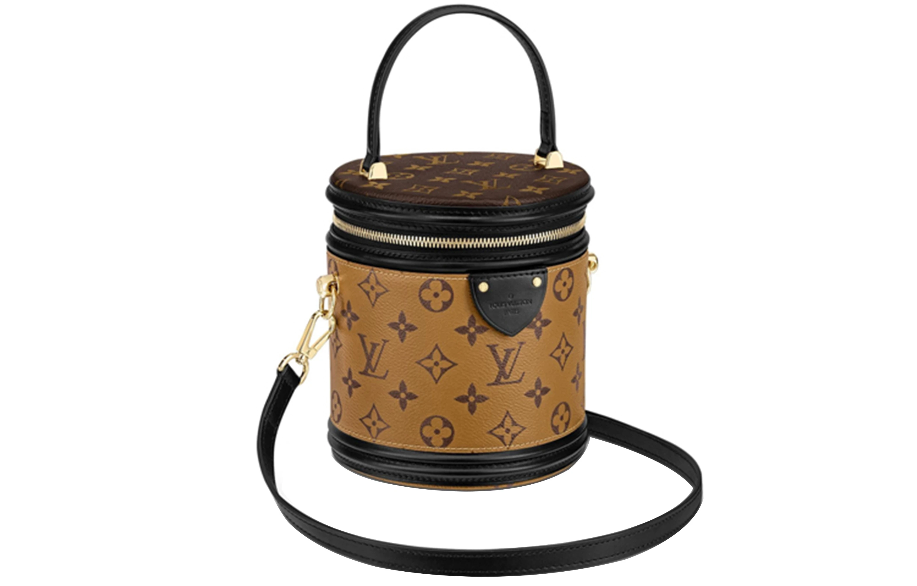 商品[国内直发] Louis Vuitton|Cannes 经典老花发财桶 涂层帆布拼牛皮饰边 水桶包手提单肩斜挎包 小号 女款 棕色,价格¥25127,第1张图片