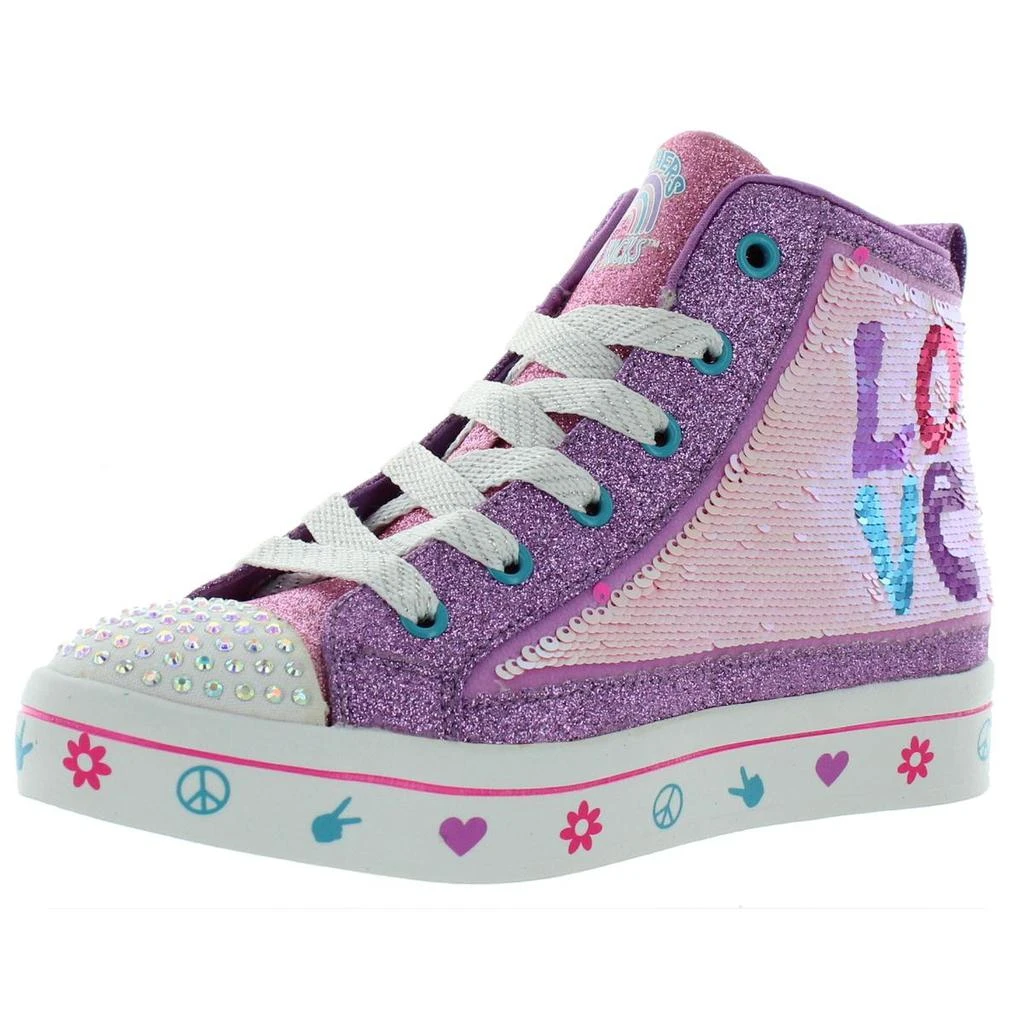 商品SKECHERS|Skechers Girls Lilac Love Sequined High Top Sneakers,价格¥228,第1张图片