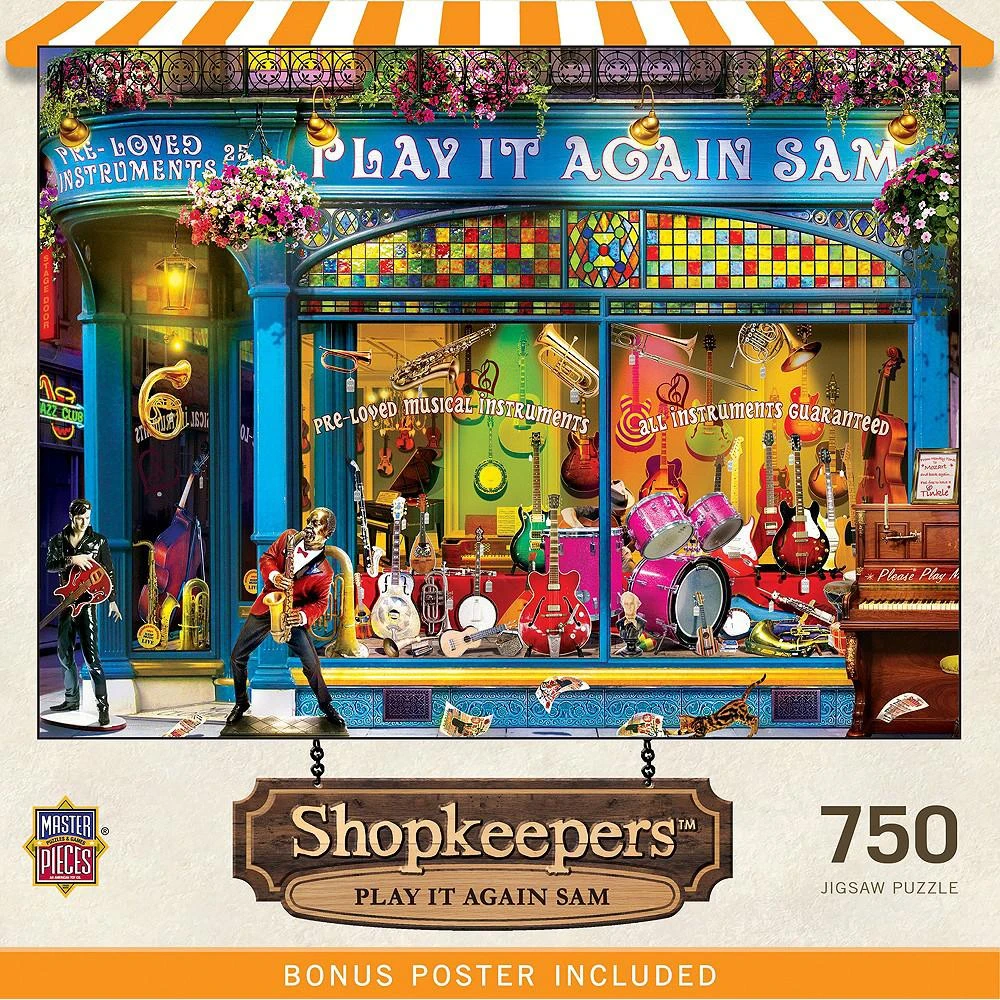商品MasterPieces Puzzles|Shopkeepers - Play It Again Sam 750 Piece Adult Jigsaw Puzzle,价格¥149,第2张图片详细描述