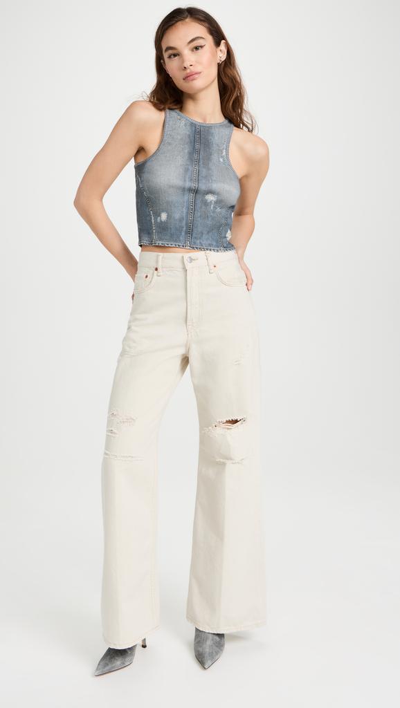 Acne Studios Elaia Denim Trompe L'oeil Sleeveless Top - T