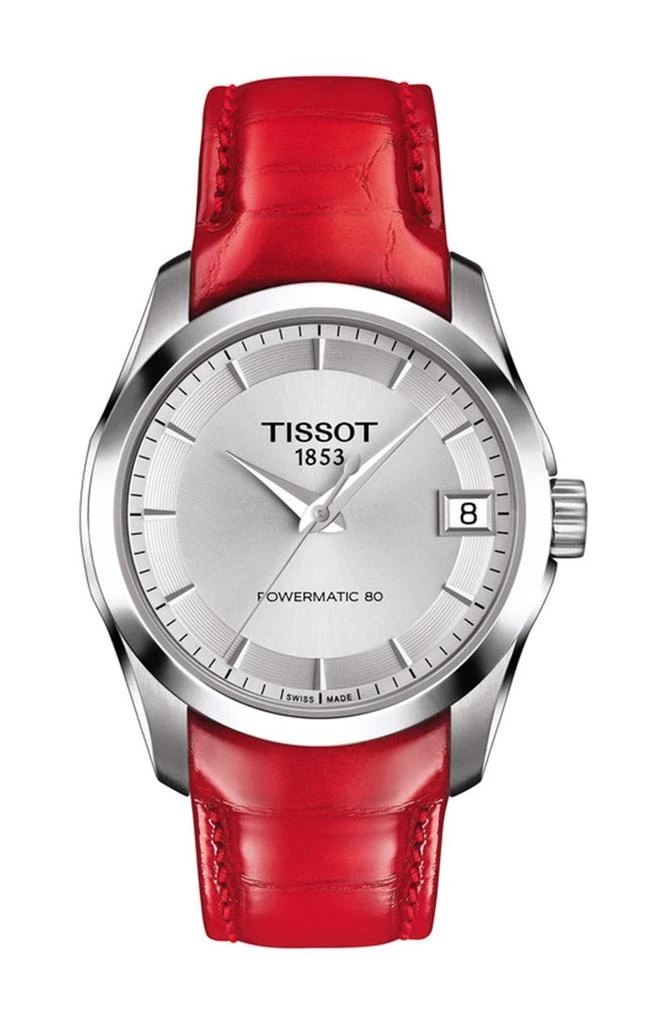 商品Tissot|Women's Couturier Croc Embossed Leather Strap Watch, 32mm,价格¥3165,第1张图片