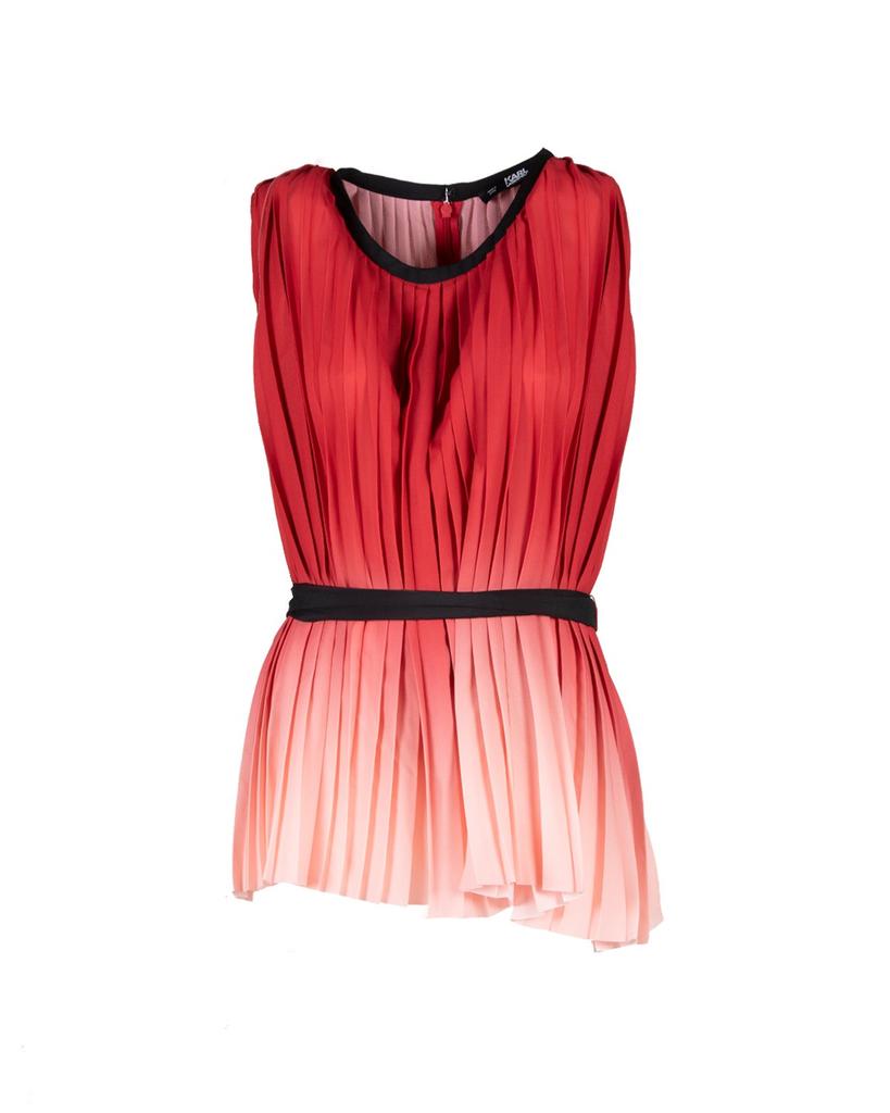 Karl Lagerfeld Pleated Ombre Belted-Waist Top商品第1张图片规格展示