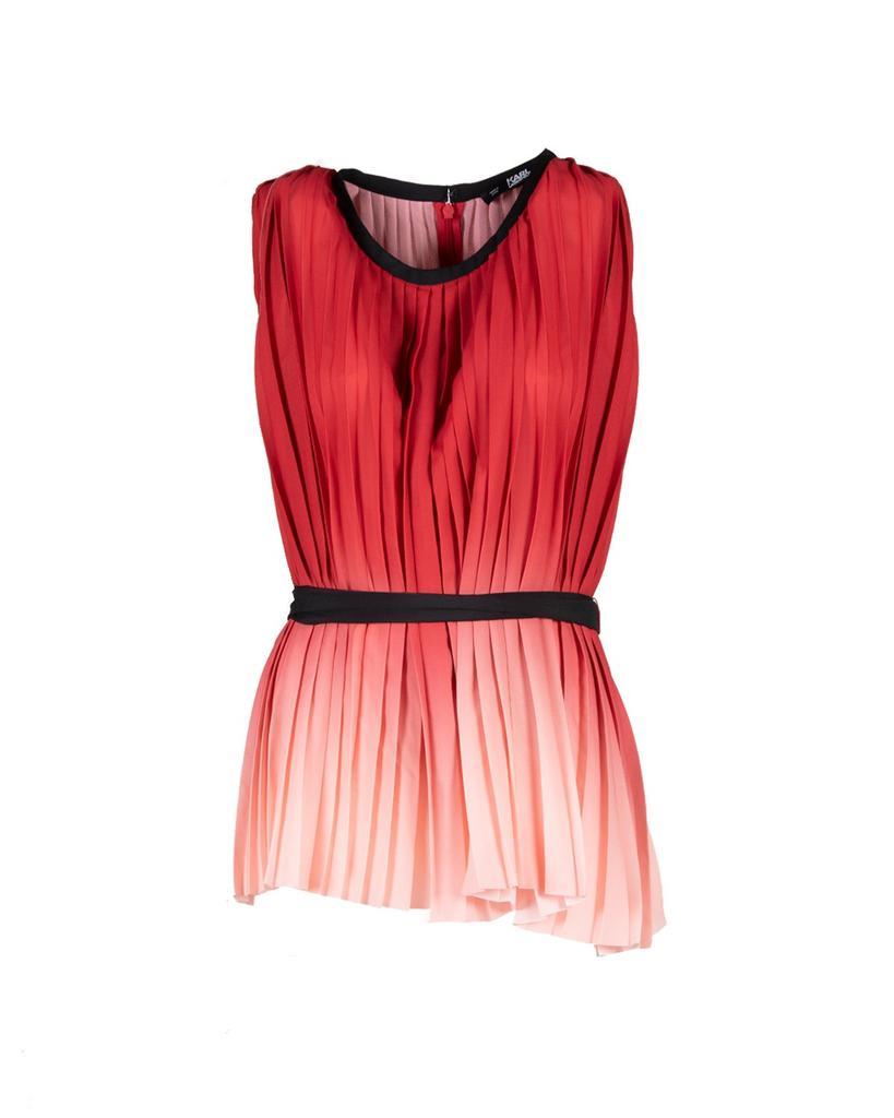 商品Karl Lagerfeld Paris|Karl Lagerfeld Pleated Ombre Belted-Waist Top,价格¥1529,第1张图片