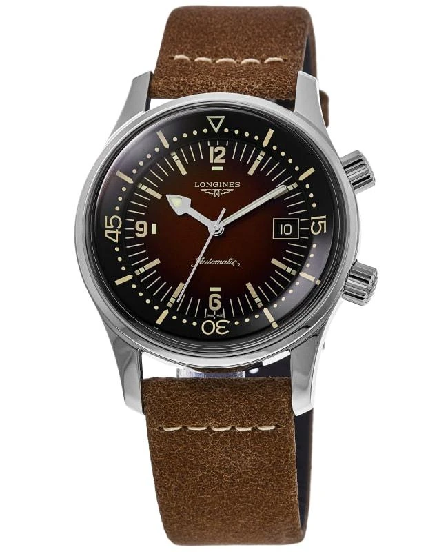 商品Longines|Longines Legend Diver Automatic Brown Dial Leather Strap Men's Watch L3.774.4.60.2,价格¥13160,第1张图片