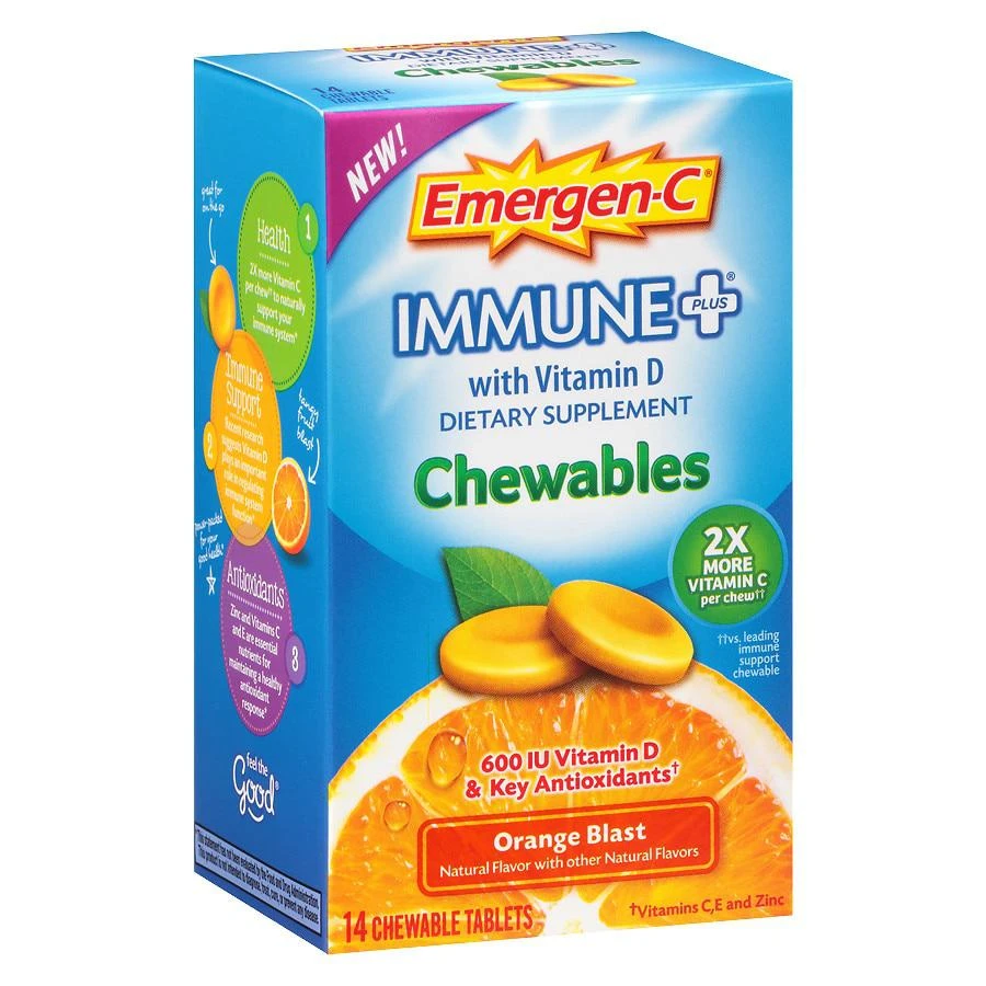 商品Emergen-C|Immune+ with Vitamin D Chewables Orange Blast,价格¥15,第1张图片