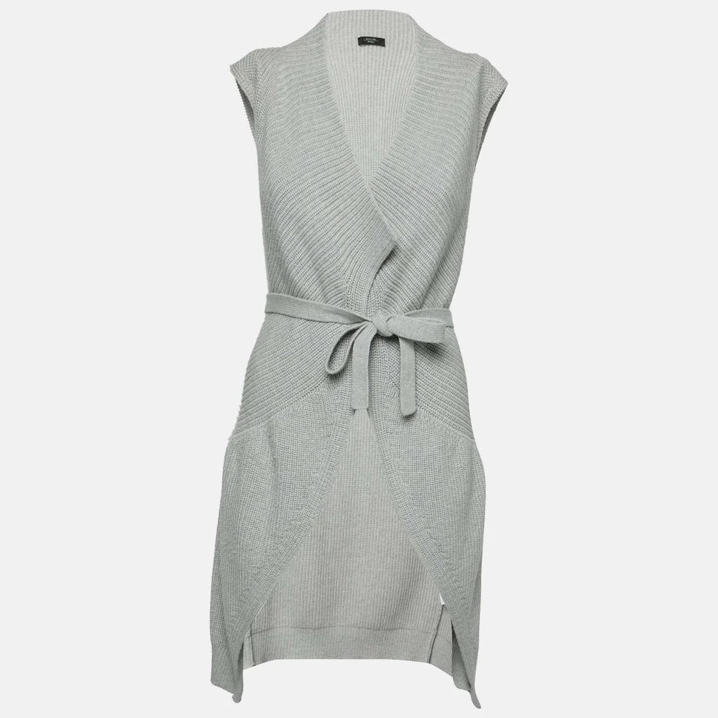 商品[二手商品] Weekend Max Mara|Weekend Max Mara Grey Wool Belted Sleeveless Cardigan M,价格¥1297,第1张图片