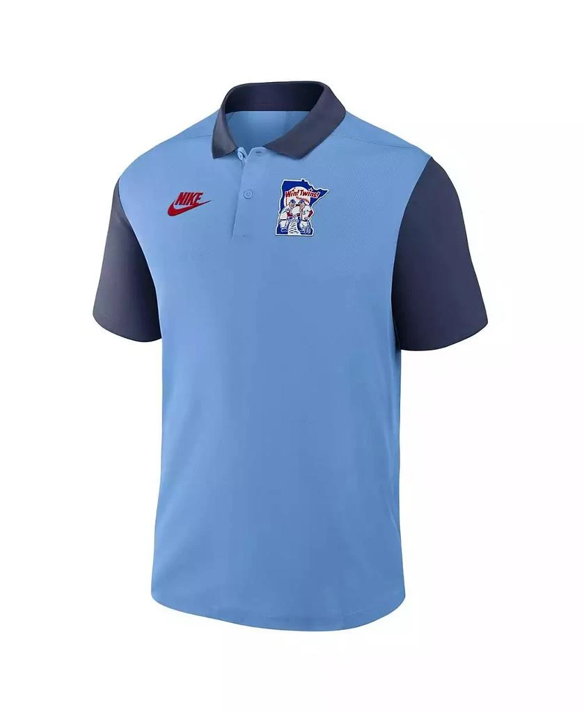 商品NIKE|Men's Light Blue/Navy Minnesota Twins Cooperstown Collection Color-Block Victory Performance Polo Shirt,价格¥483,第2张图片详细描述