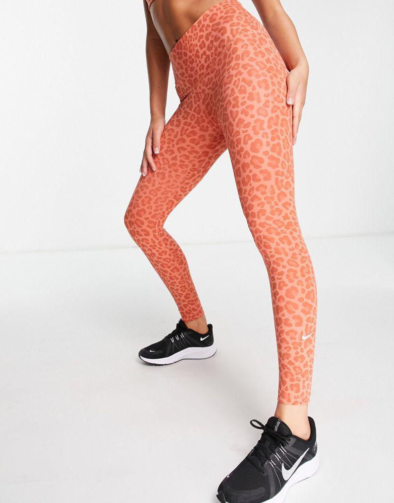 商品NIKE|Nike Training One Dri-FIT leopard print high rise leggings in pink,价格¥326,第5张图片详细描述