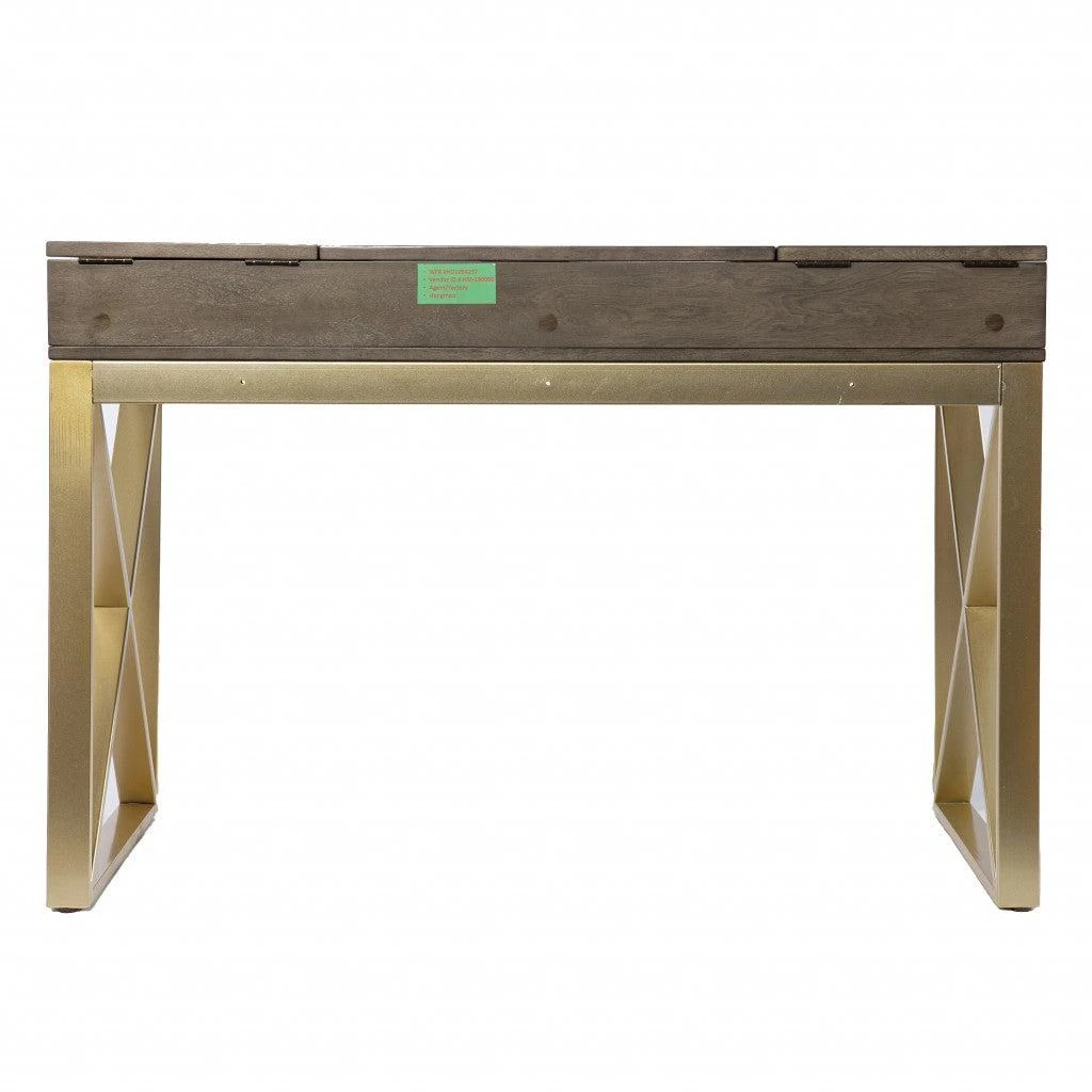 商品Homezia|Modern Gray and Gold Writing Desk with Storage,价格¥5557,第4张图片详细描述