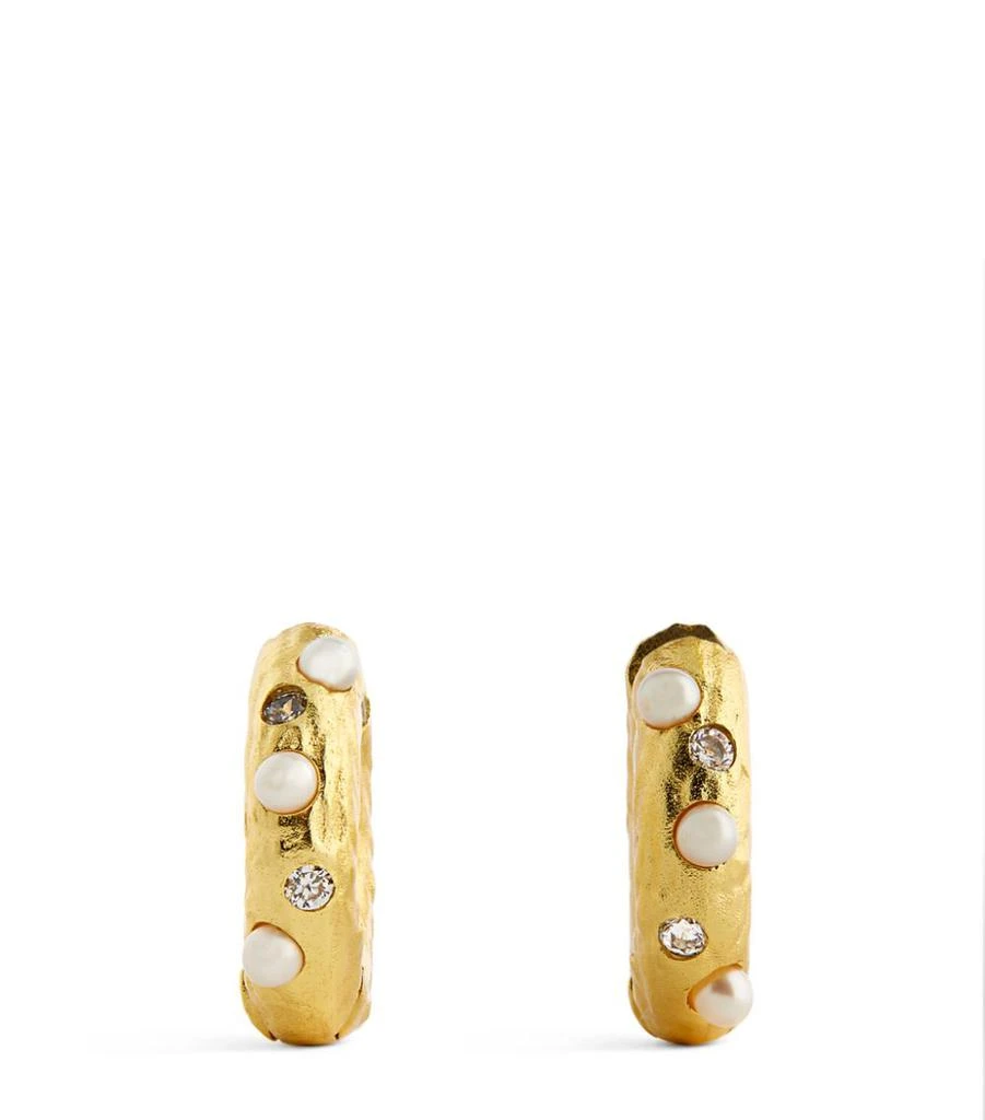 商品Anni Lu|Yellow Gold-Plated and Pearl Gem in a Hoop Earrings,价格¥1108,第1张图片