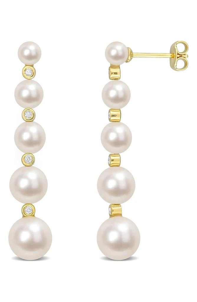 商品DELMAR|Yellow Gold Plated Sterling Silver 5-5.5mm Cultured Freshwater Pearl White Topaz Drop Earrings,价格¥1404,第1张图片