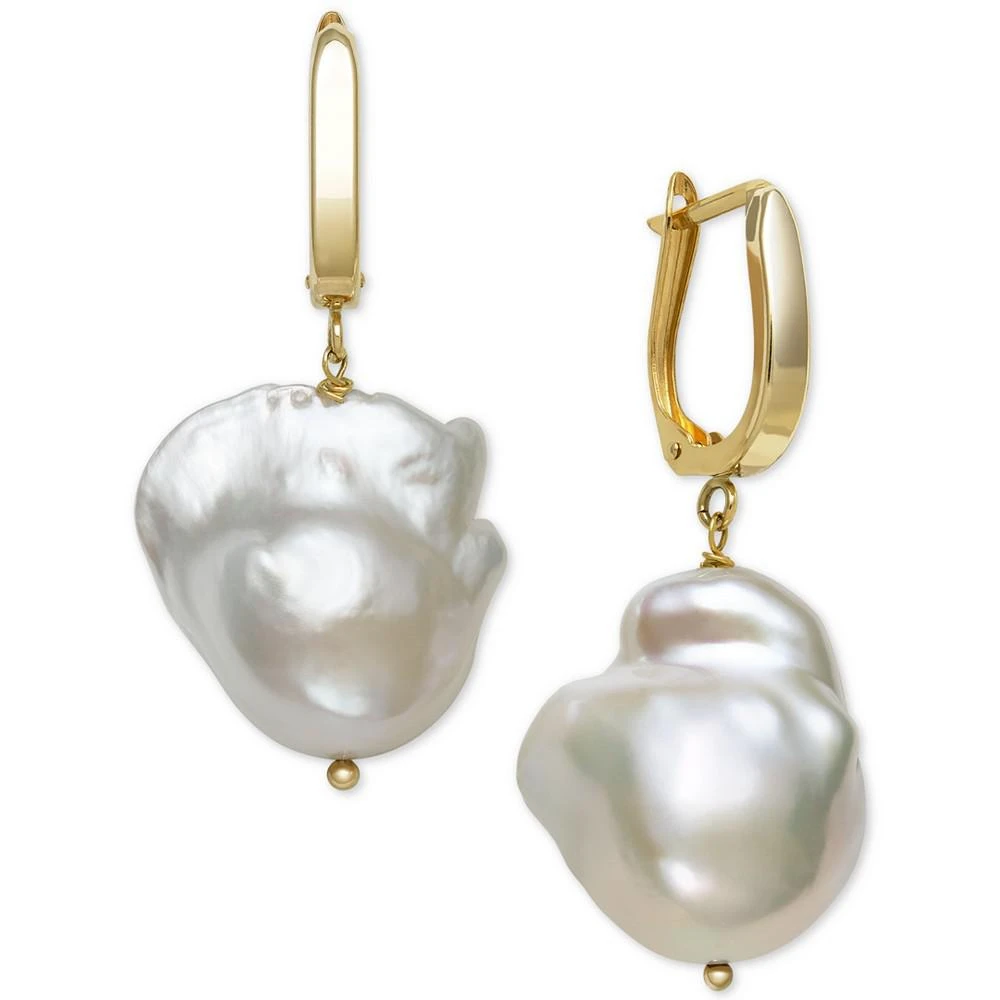 商品Belle de Mer|Cultured Baroque Pearl (14-15mm) Drop Earrings in 14k Gold, Created for Macy's,价格¥5577,第2张图片详细描述
