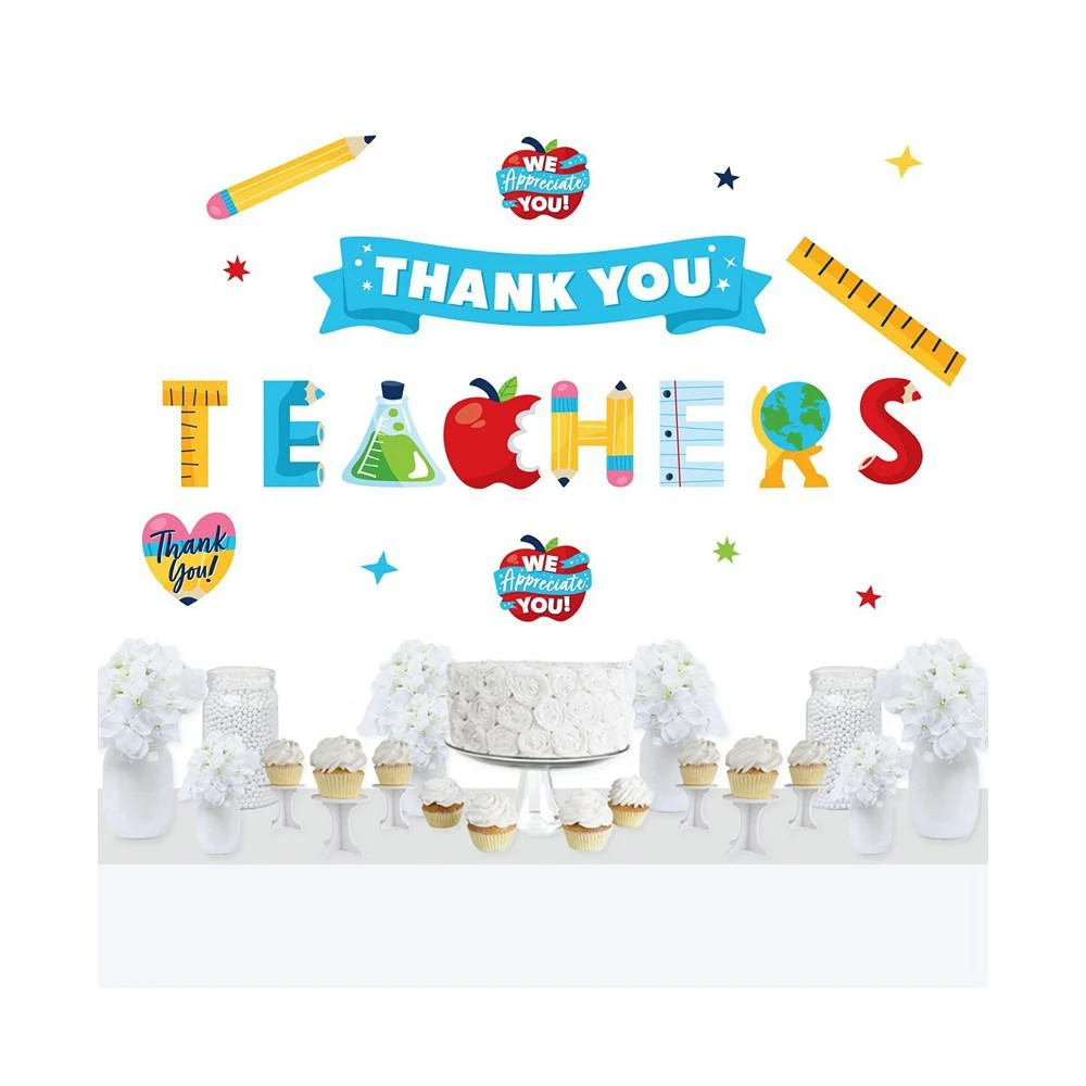 商品Big Dot of Happiness|Thank You Teachers Peel & Stick Teacher Appreciation Wall Decals Backdrop,价格¥261,第1张图片