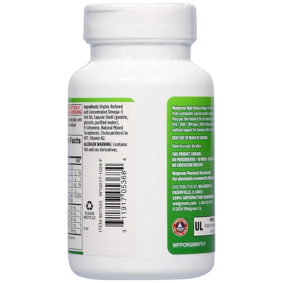 商品Walgreens|Omega-3 Plus D3 + K2 Softgels,价格¥220,第5张图片详细描述