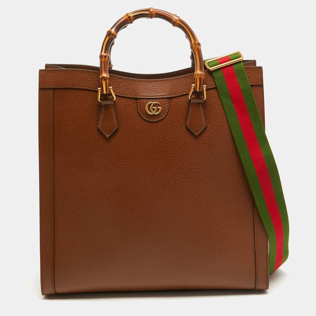 商品Gucci|Gucci Brown Leather Large Bamboo Diana Tote,价格¥30557,第1张图片