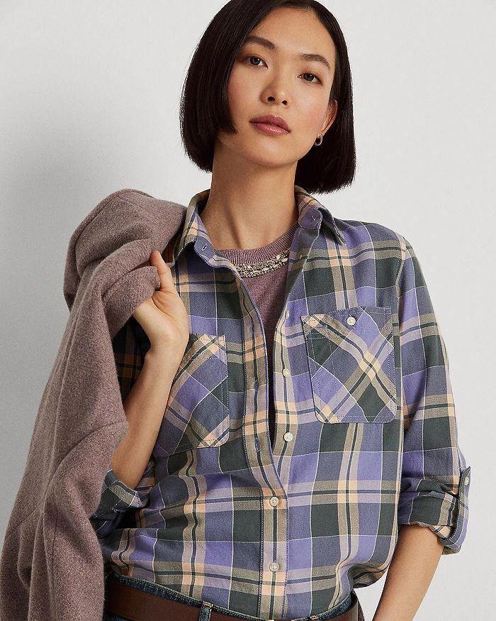 商品Ralph Lauren|Plaid Button Front Shirt,价格¥522,第5张图片详细描述