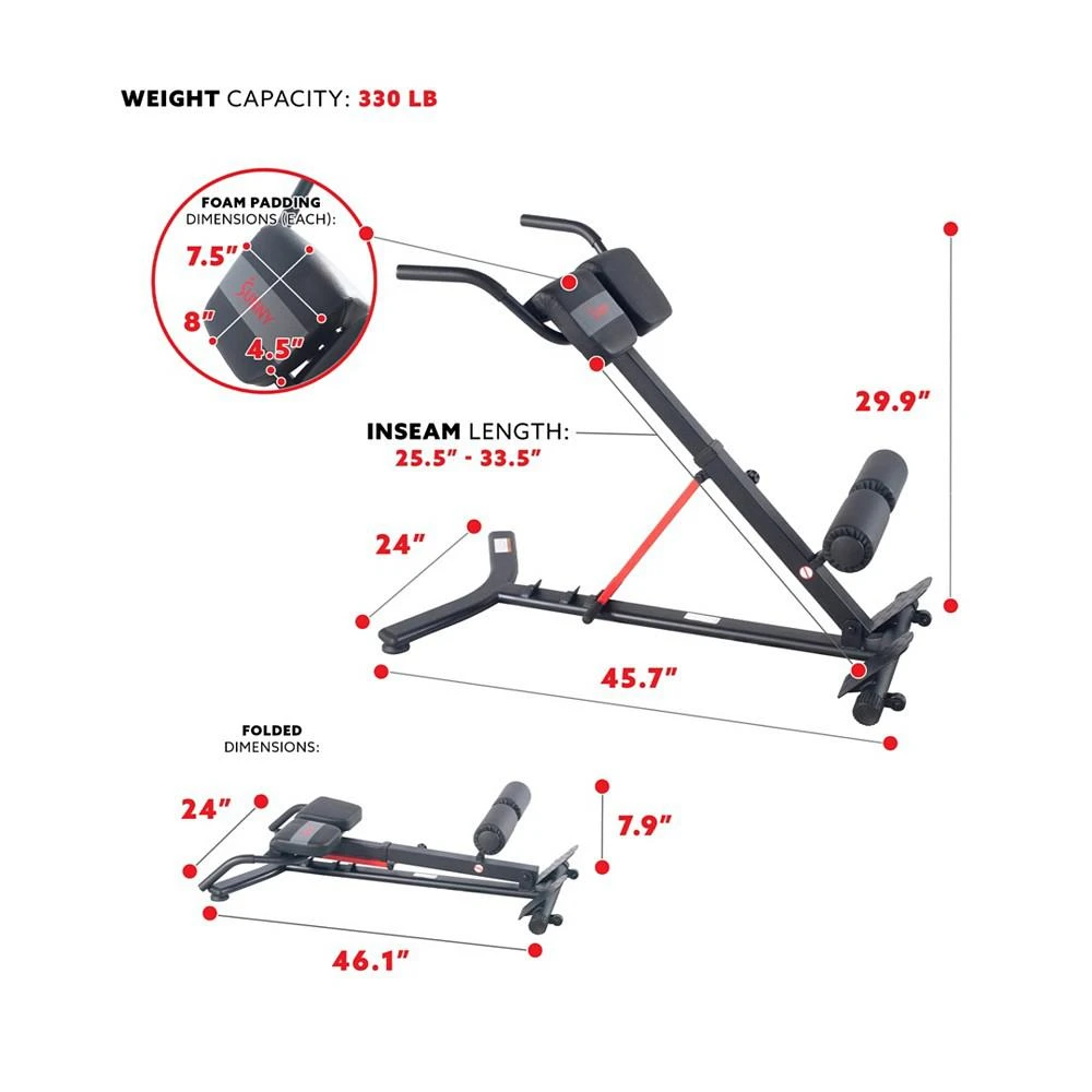商品Sunny Health & Fitness|Hyperextension Roman Chair with Dip Station - SF-BH620062,价格¥1779,第5张图片详细描述