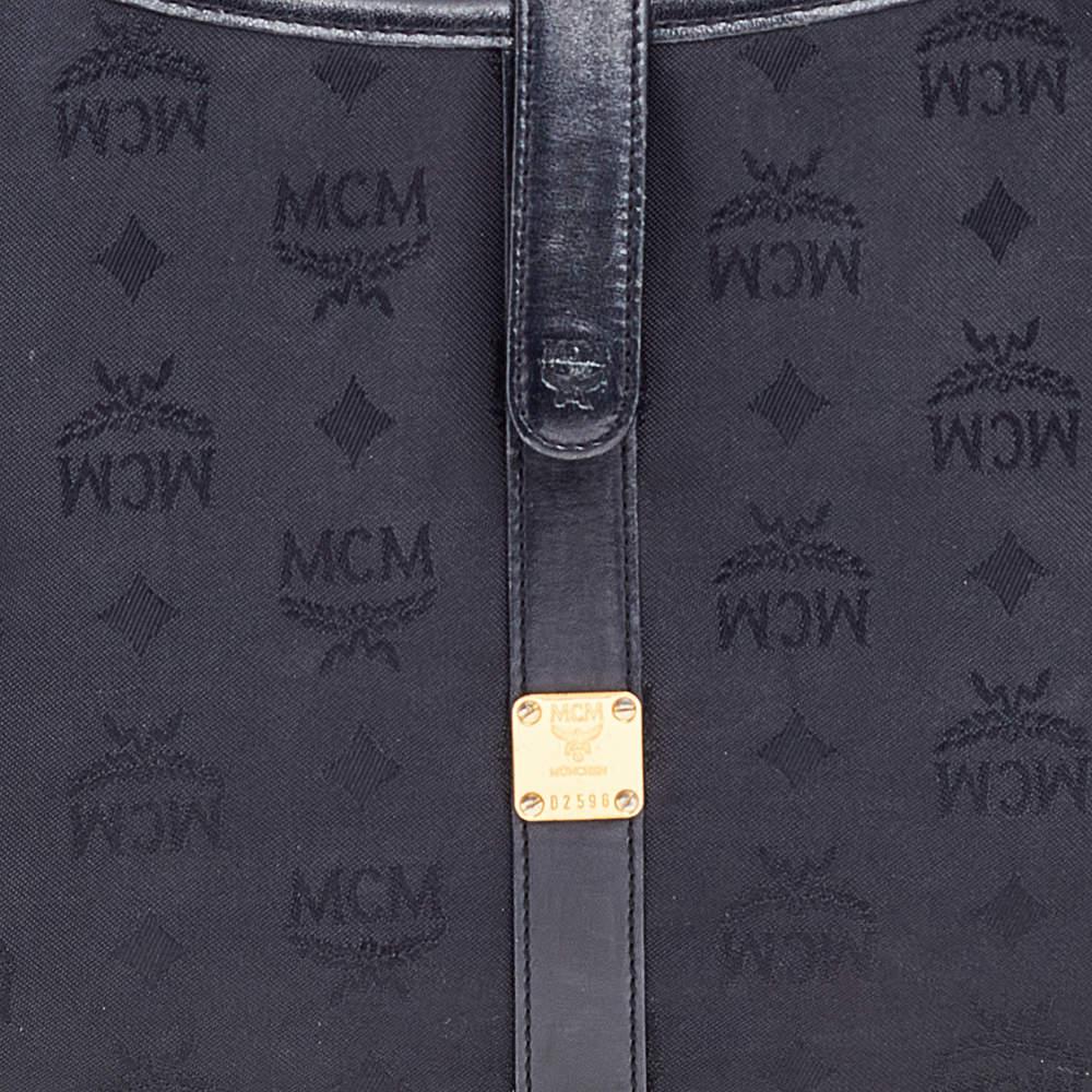 MCM Black Visetos Nylon and Leather Hobo商品第5张图片规格展示