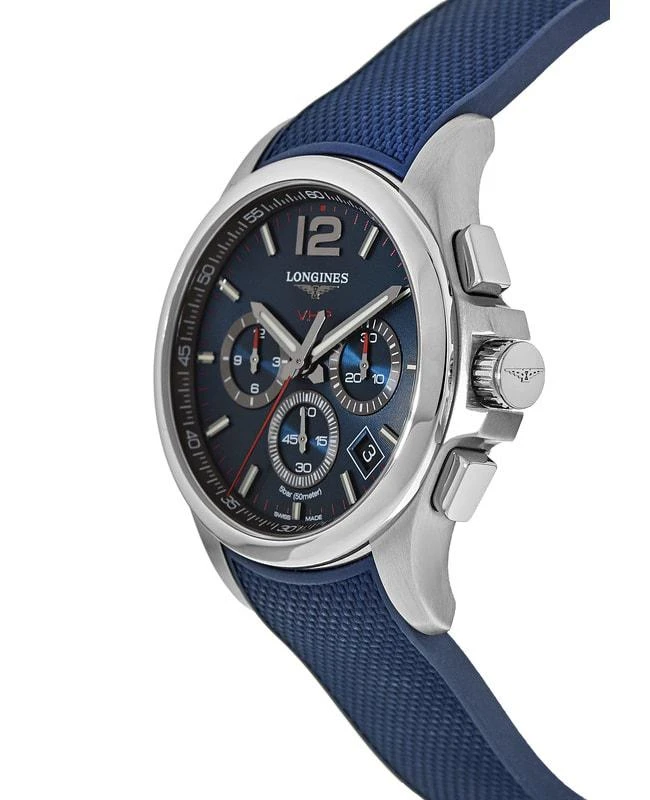 商品Longines|Longines Conquest V.H.P. Blue Chronograph Rubber Strap Men's Watch L3.717.4.96.9,价格¥7130,第3张图片详细描述