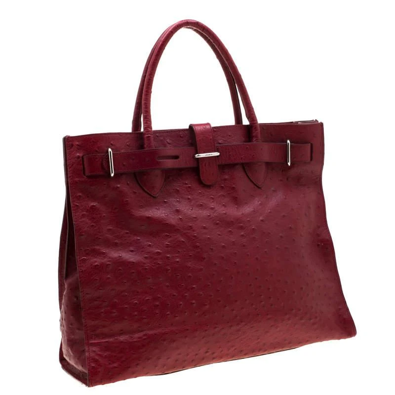 商品[二手商品] Furla|Furla Red Ostrich Embossed Leather Large Greta Tote,价格¥1794,第3张图片详细描述