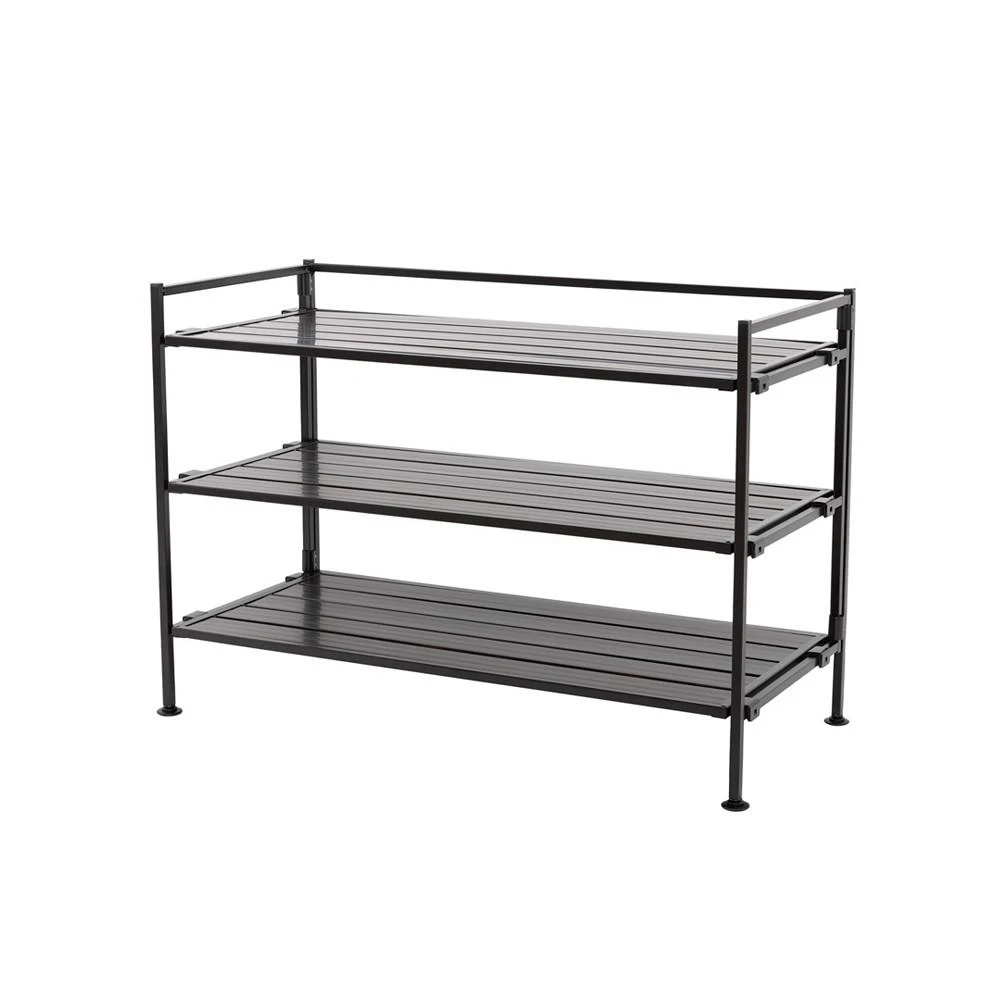 商品Seville Classics|HOME 3-Tier Stackable Wide Resin Slat Shoe Rack,价格¥502,第1张图片