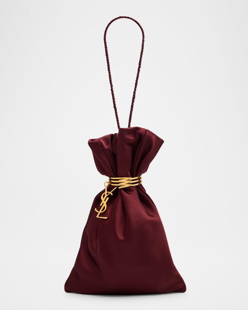 Yves Saint Laurent YSL Evening Pouch in Satin with Cord Strap 