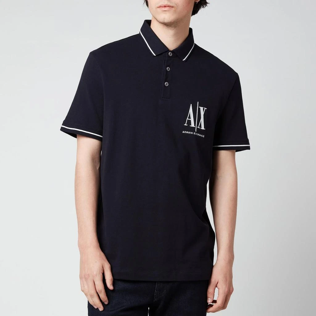 商品Armani Exchange|Armani Exchange Men's AX Logo Tipped Polo Shirt - Black,价格¥444,第1张图片