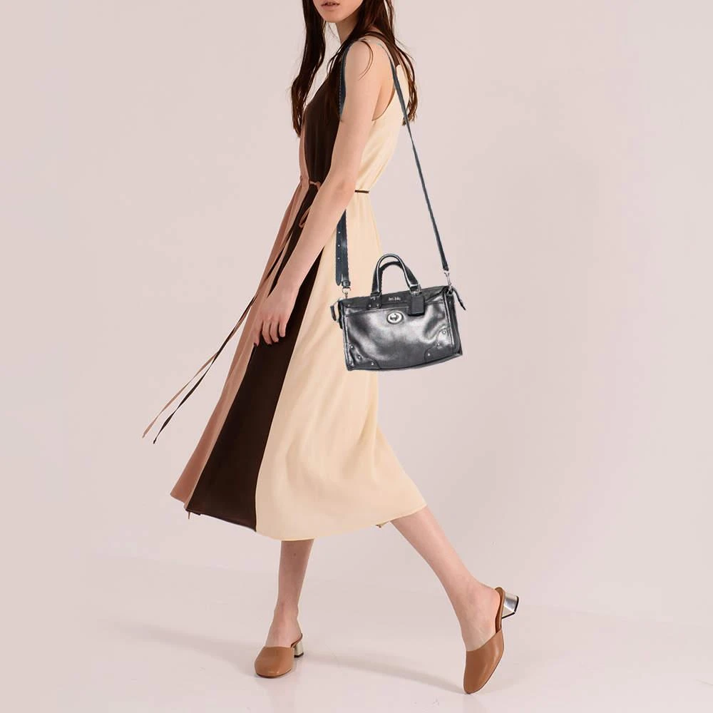 商品[二手商品] Coach|Coach Metallic Grey Leather Rhyder Satchel,价格¥1129,第2张图片详细描述